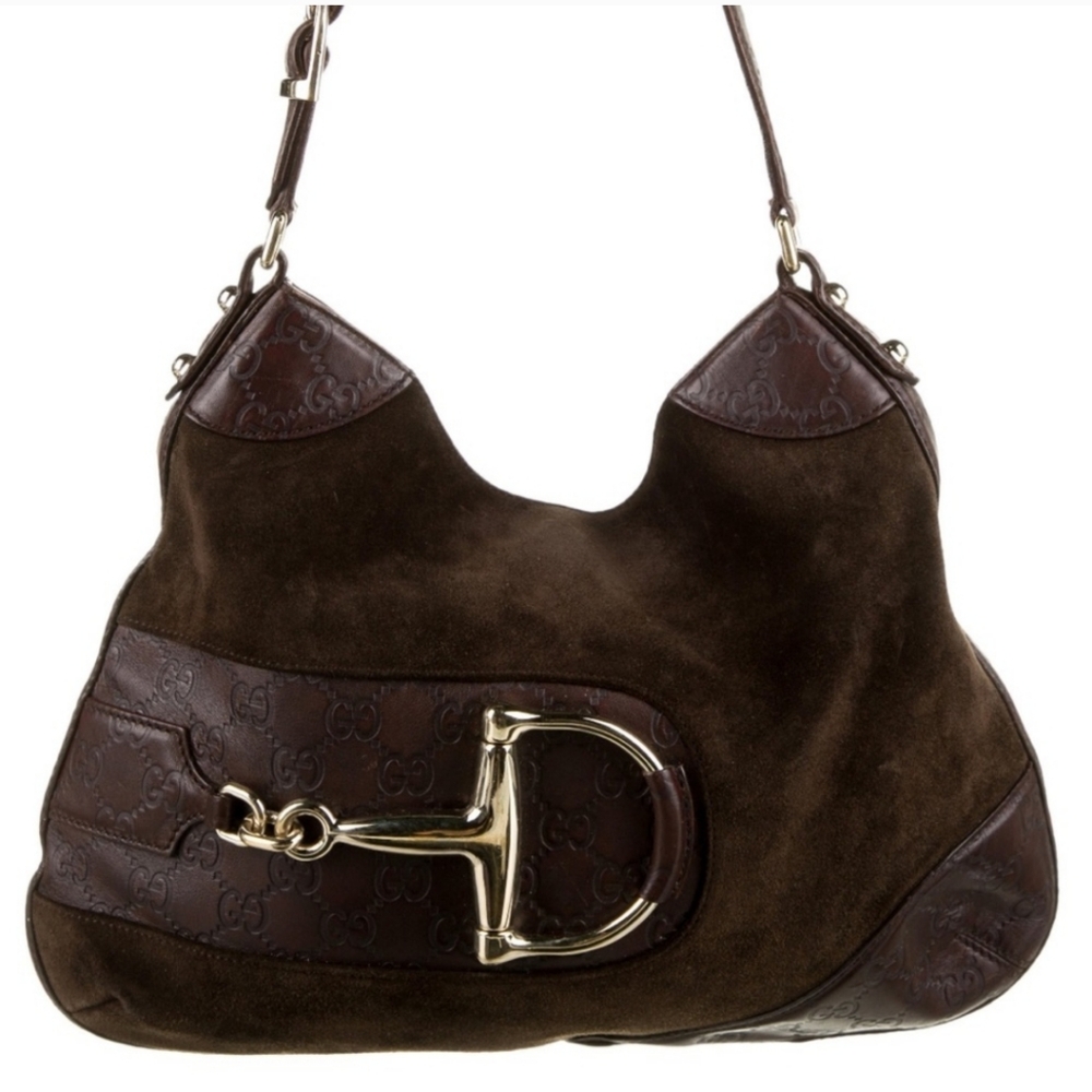 Gucci Signature Suede Hasler Hobo